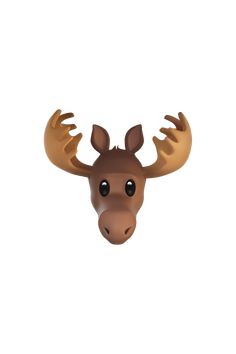 a brown moose head with large antlers on it's face