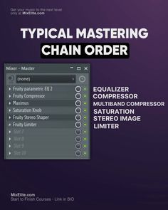 an image of a computer screen with the text'typical mastering chain order '