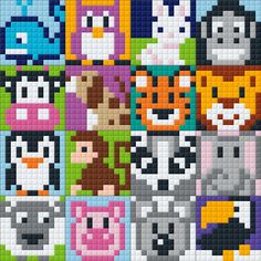 an image of pixel art with many different colors and patterns on it's face