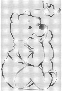 a cross stitch pattern with the shape of a teddy bear