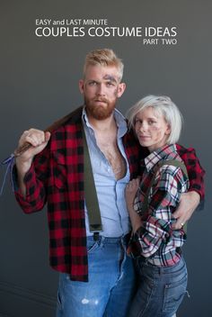 a man and woman posing for a photo together with the caption easy and last minute couples costume ideas part two