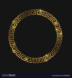 golden greek ornament in the shape of a circle on a black background illustration