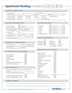 the apartment hunting checklist is shown in this document, which shows that it has been placed