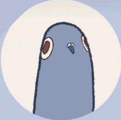 a blue bird with two brown eyes sitting in front of a white circle