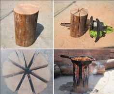 some pictures of different types of items on the ground and one is made out of wood