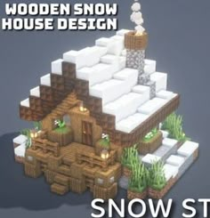 an image of a house made out of wood and snow with text overlay that reads wooden snow house design