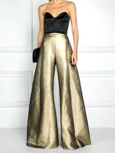 Elegantly Loose High-Waisted Solid Trousers Color Pants, Solid Color Pants, Loose Trousers, Leisure Fashion, Trousers Pants, Mode Inspo, Fashion Seasons, Pants Trousers, Indian Outfits