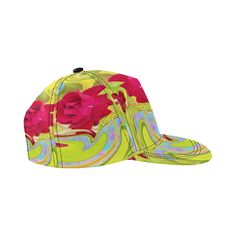 These Great All Over Print Summer Snapback Baseball Caps feature a Painted Red Rose on Yellow and Blue Abstract Original Design and will keep the Sun off your face playing tennis or on a trip to the beach or the park! The adjustable strap makes this baseball style hat a perfect fit for Women and Girls with ponytails! Get yourself one of these unique hats and then get a few to give as gifts for your family and friends! This Original Digital Oil Painting by My Rubio Garden features an abstract Red Adjustable Fit Curved Bill Hat For Summer, Adjustable Fit Curved Bill Summer Hat, Green Curved Bill Baseball Cap For Beach, Green Curved Bill Baseball Cap For The Beach, Red Snapback Hat With Curved Bill For Summer, Summer Adjustable Baseball Cap With Curved Bill, Spring Sports Baseball Cap With Curved Bill, Spring Baseball Cap For Sports Events With Curved Bill, Spring Sports Snapback Trucker Hat