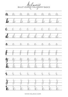 an upper and lowercase handwriting practice sheet with cursive writing