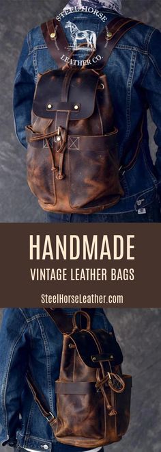 The Olaf Rucksack | Vintage Leather Travel Backpack Leather Travel Backpack, Vintage Leather Backpack, Leather Weekender, Leather Backpacks, Leather Travel Bag, Vintage Leather Bag, Leather Duffle, Saddle Leather, Mens Leather Bag