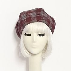 Beret Hat Retro Fall Hats One Size, Retro Fall Hat One Size, Retro One Size Hats For Fall, Plaid Cap One Size Fits Most, One Size Fall Cap Mini Hat, One Size Fall Mini Cap Hat, Retro Beanie Hat For Fall, Retro Adjustable Beret For Fall, Adjustable Retro Beret For Fall