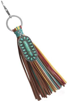 a keychain with tassels and beads on it