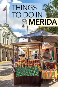 a vendor selling things to do in merida