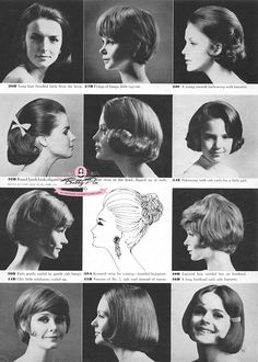 1960s Womens Hair, 1960s Hairstyles Short, Vintage Bob Haircut, 1960s Short Hair, Short 60s Hair, Decade Hairstyles, 1960s Short Hairstyles, 1960s Bob, 1960s Hair And Makeup