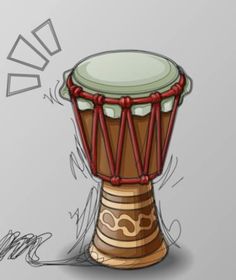 a drawing of a djembe drum