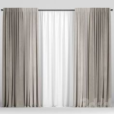 an open curtain with white curtains in front of it