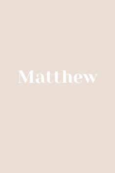 the word,'mathew'is written in white on a light pink background