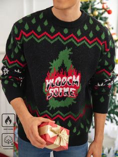 Men Simple Christmas Crew Neck Long Sleeve Casual Sweater Multicolor Casual  Long Sleeve Knitwear Animal,Christmas,Letter Pullovers Slight Stretch  Men Clothing, size features are:Bust: ,Length: ,Sleeve Length: Cardigan Casual, Holiday Wear, Christmas Lettering, Mens Hooded, Casual Sweaters, Inspiration Mode, Kids Sleepwear, Kids Beachwear, Men Clothing