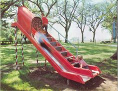 Who's ready to SLIDE back in time to 1967 when our Trail Blazer Slide featured our distinguishing candy-cane stripe paint! Our playground slides have brought excitement to playgrounds for generations. Playground Slides