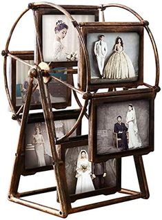 PRICES MAY VARY. CREATIVE PICTURE FRAME - Our picture frame features a retro ferris wheel. Ferris wheel photo frame contains six small photo frames that can hold up to twelve 5" x 3.5" photos. 360 degree rotation makes it a beautiful image display. HIGH-QUALITY MATERIAL - The frame is made of high-quality PVC plastic instead of metal. Retro appearance and durable. Picture frame protect your photo from dust and moisture. HOME DÉCOR - Ferris wheel Photo Frame makes the artwork seem lofty. A great Diy Ferris Wheel, Western Picture Frames, Vintage Family Photos, Plastic Picture Frames, Small Photo Frames, Picture Ornaments, Family Photo Frames, Vintage Family, Diy Photo Frames