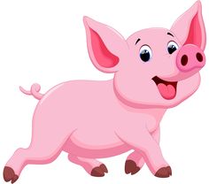 a pink pig standing on its hind legs and making a funny face with it's tongue out