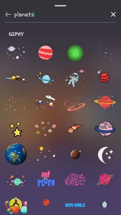 an iphone screen with different planets and stars on it