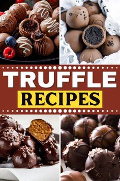 a collage of chocolate truffles with the words truffle recipes above them