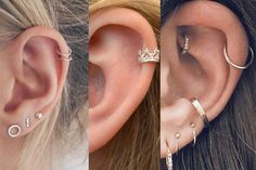 three different types of ear piercings