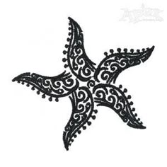 a black and white image of a starfish with swirls on it's side