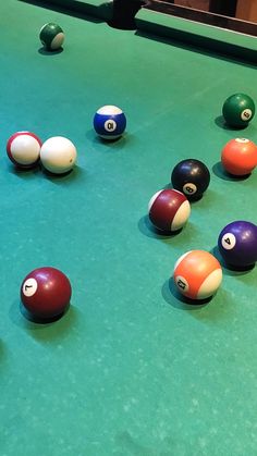 billiards are lined up and ready to play