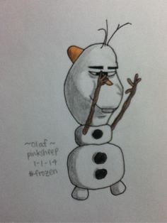 a drawing of an angry snowman holding a stick in his right hand and looking at the viewer