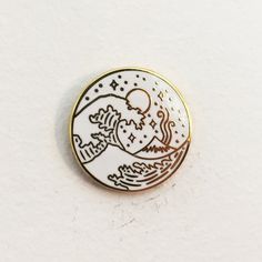 Enamel pin Gold Round Enamel Brooch Pin, Gold Enamel Brooch Pin, Elegant Gold Enamel Pin Collectible, Antique Style Gold Enamel Brooch Pin, Bird Enamel Pin, Jacket Pins, Backpack Pins, Pin Game, Pretty Pins