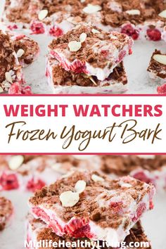 frozen yogurt bark with white chocolate and raspberries on top