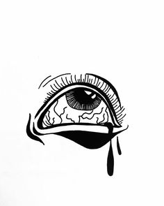 a drawing of an eye with tears coming out of it