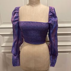 Bershka Purple Metallic Top Size S Never Worn Purple Metallic, Color Purple, Womens Tops, Purple, Women Shopping, Color