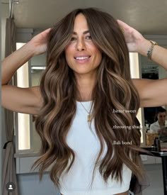 Brunette Dimensional Balayage, Updo With Highlights, Brown Dimensional Balayage, Multi Dimensional Brunette, Dimensional Brunette Balayage, Jessie James Decker Hair, Lighter Brown Hair, Hair Colors For Fall, Brunette Updo