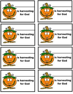 four cards with pumpkins on them that say, in harvesting for god