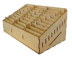 a large wooden box with many compartments