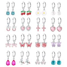 PRICES MAY VARY. Cute Dangle Hoop Earrings: You will get 16 pairs of different cute small hoop earrings with variety of charms, such as animal, butterfly, unicorn, heart, flower, cross, cherry, bow knot, imitaion pearl, simulated crystal and so on Hypoallergenic Earrings for Girls: All the girls earrings are made of good materials, and plated them with silver color. You can feel more comfortable when it comes into contact with your skin Size of Girls Hoop Earrings: The size of inner hoop is 0.39 Animal Butterfly, Jewelry Closet, Champagne Earrings, Multiple Earrings, Flower Cross, Earrings For Girls, Small Hoop Earrings, Dangle Hoop Earrings, Heart Flower