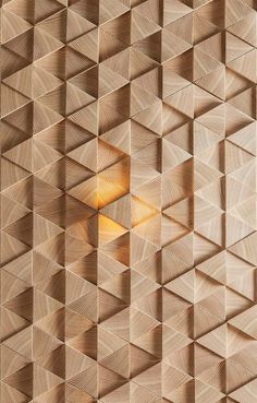 an abstract wooden wall with geometric shapes