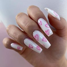 Pink Nails Hearts Valentines Day, Nails For Valentines Day Acrylic, Valentines Manicure Ideas, Valentines Day Nails Designs 2024, San Valentine Nails, San Valentine Nails Ideas, Pink Nails Valentine's Day, Nail Ideas For Valentines Day, Nails With Hearts