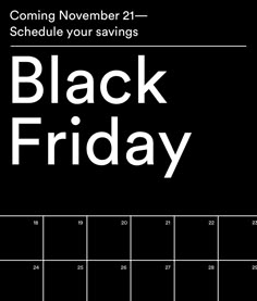 a black friday calendar with the date on it