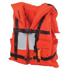 an orange life jacket with two vests attached to the back and one on the side