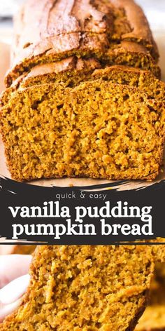 a loaf of pumpkin bread with text overlay