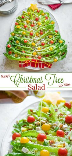 this christmas tree salad is made with lettuce, tomatoes and other veggies