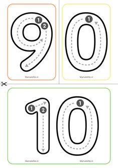 the number ten is shown in three different colors