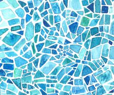 two pieces of blue glass mosaic tile