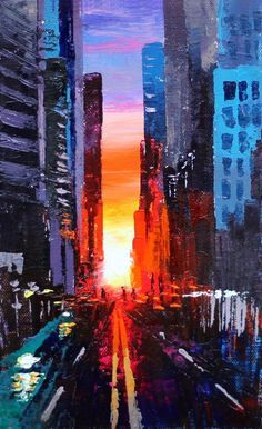 Abstract sunset Cityscape painting Easy Palette knife painting Artwork Sunset in the big city Empty Road Orang sky Big building big megapolis artwork Acrylic painting Alan art Abstract art Abstract Art Cityscape, Urban City Painting, Urban Acrylic Painting, City Silhouette Painting, Building Abstract Painting, Cityscape Art Painting, Acrylic Painting Knife, Urban Painting Acrylic, Brushless Painting Ideas