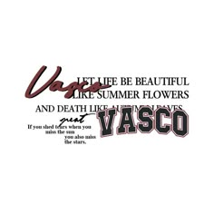 the words vasco written in red and black on a white background with an image of a