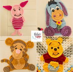 crocheted winnie the pooh and piglet characters